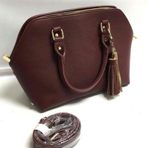 Charming Charlie Wine Wine Dark Pebble Purse Satchel With Adjustable Strap NWT